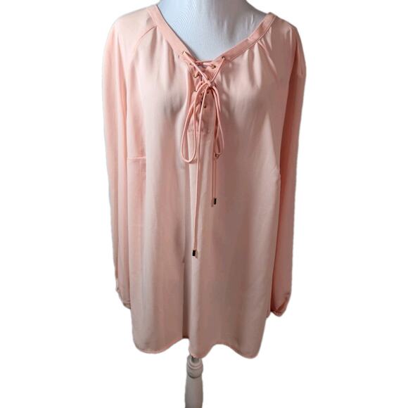 NWT Worthington Blouse PINK Women's Shirt Size 2XL - Fairycore Peasant Boho New - Picture 1 of 14